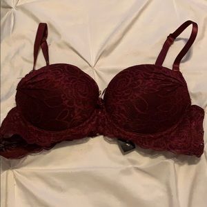 maroon push up bra